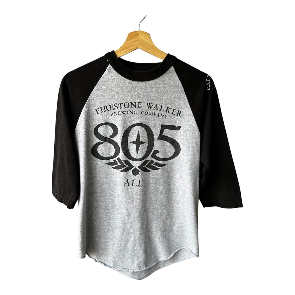 Firestone Walker Brewing 805 Ale Raglan Baseball Tee Gray Black Small
